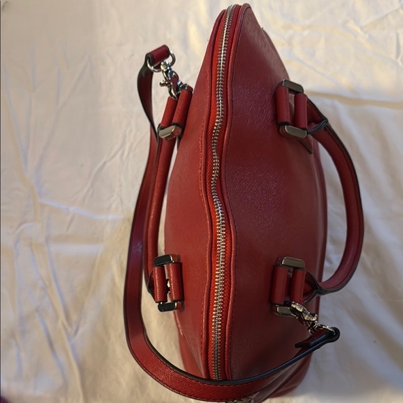 London Fog Red Satchel Bag with Silver Hardware - Picture 3 of 10